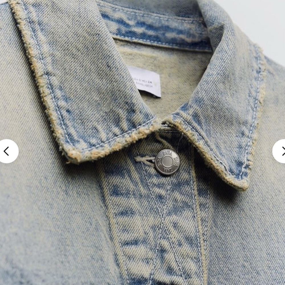 ZARA Stylish & Distressed Blue Denim Jacket size medium - Picture 9 of 15